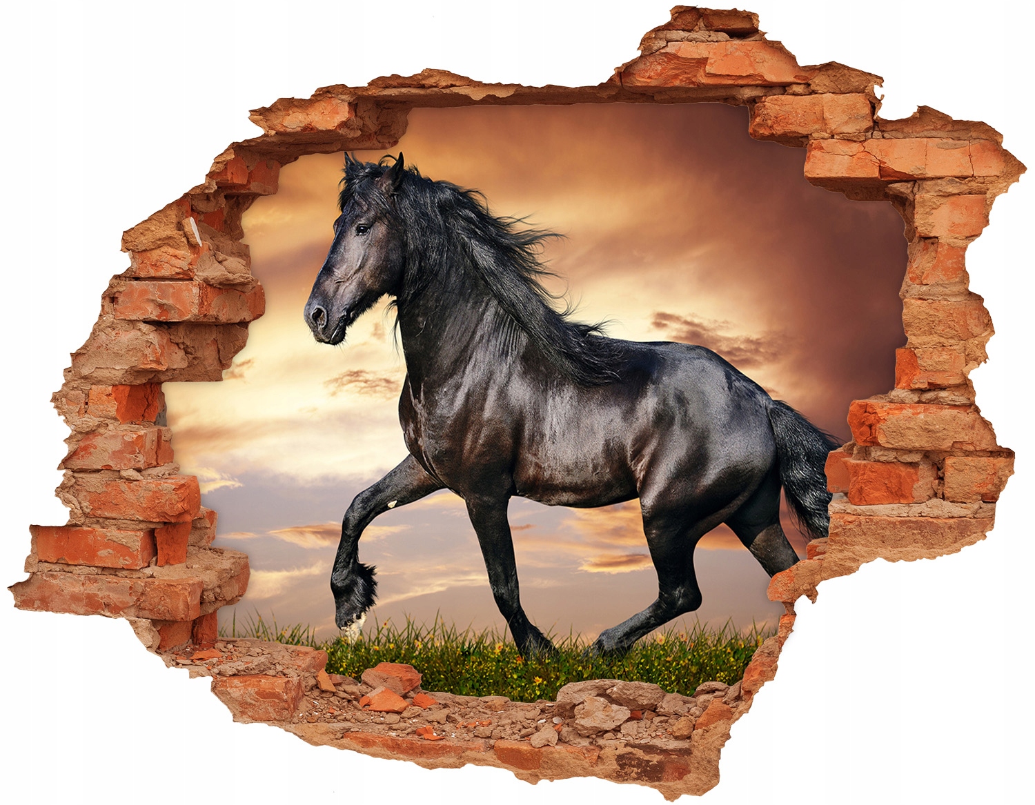 

Dziura 3d fototapeta na ścianę Kłusujący koń 90x70