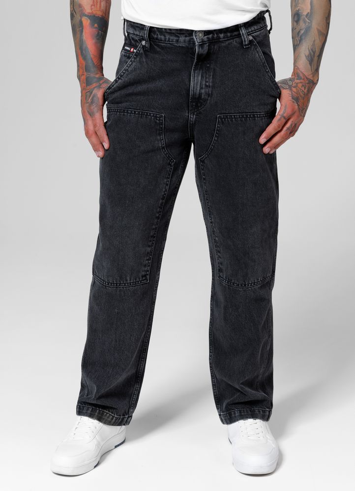 Męskie Spodnie Jeansowe Pitbull Carpenter Czarny Jeans Loose Tappered