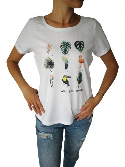 

Bluzka Damska Milaveno Biała Print Wild Life r. 46