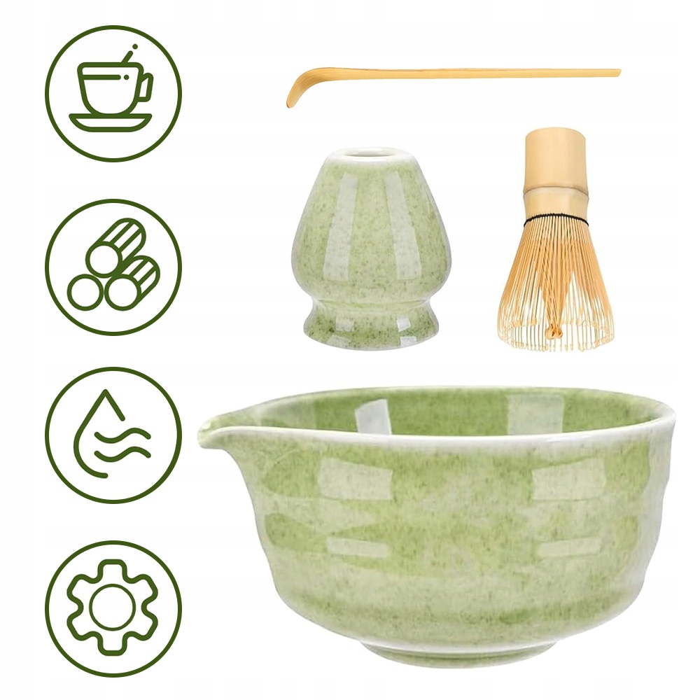 Levně Dárková Sada Pro Matchy Keramika Bambus 4 Prvky Pro Začátečníky