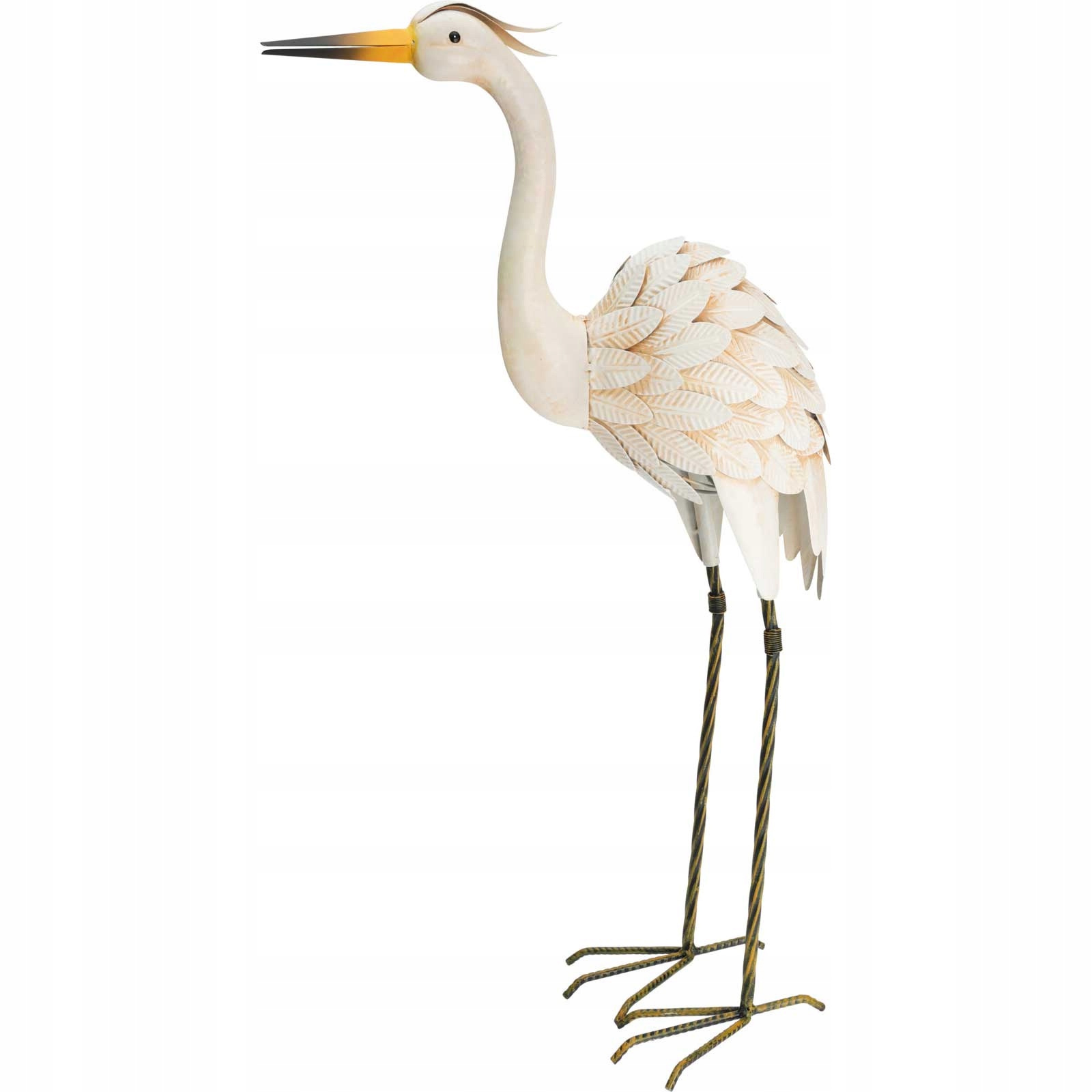 Figurka Ogrodowa Żuraw Biały Metalowy 48 X 19 X 75 CM Do Dekoracji