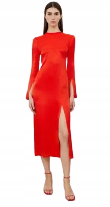 Karen Millen Červená Šaty Jednoduchá S Dlouhým Rukávem 36 B1F