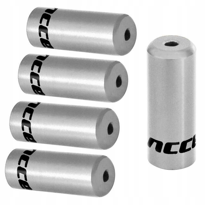 Końcówki pancerza Accent aluminiowe 4 mm, przerzutkowe, 5 szt. srebrne