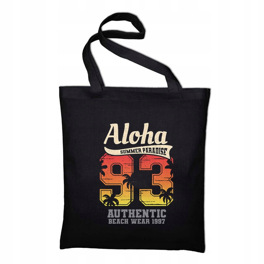 

Torba Eko Do Szkoły Czarna Nadruk wzór Aloha 06