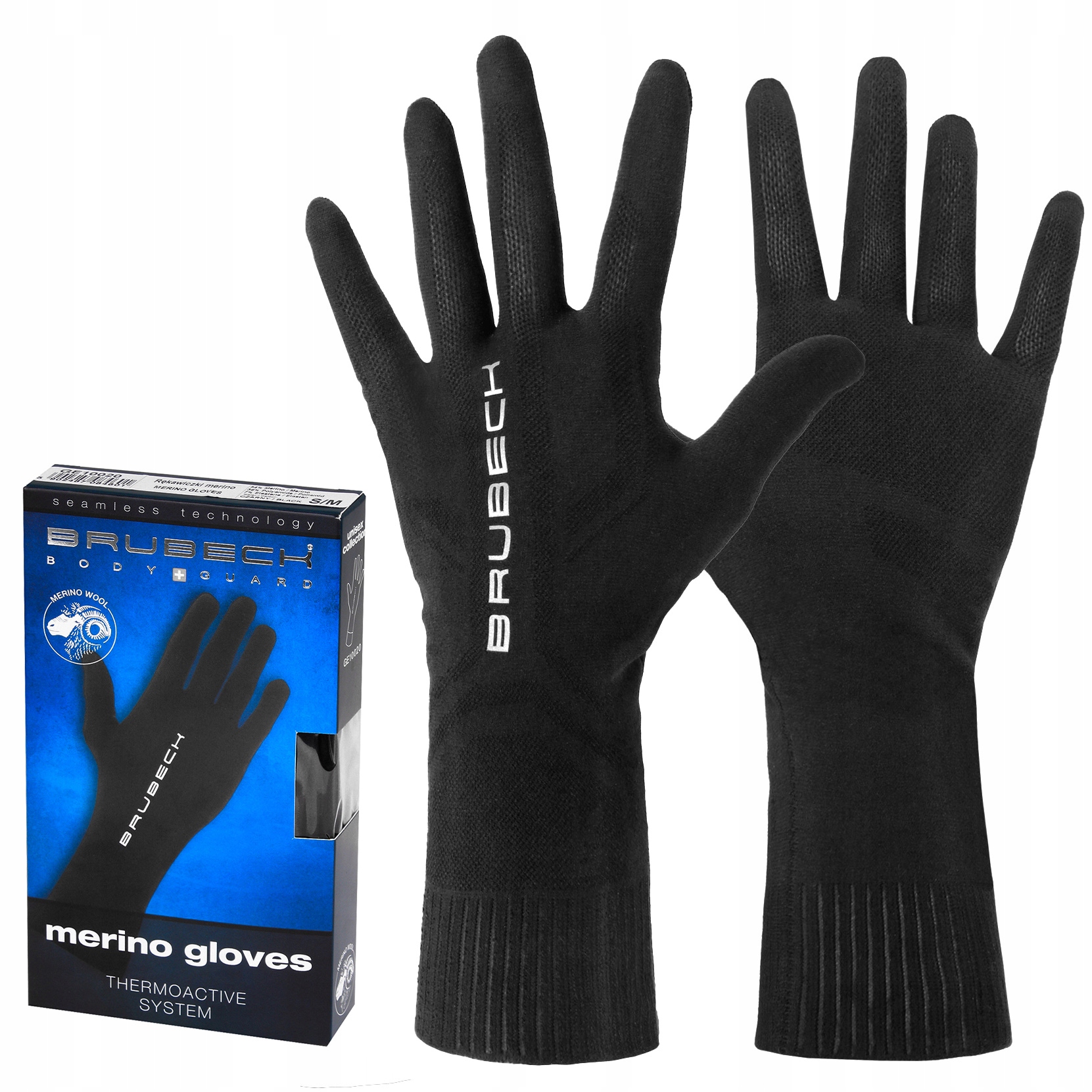Rękawiczki Wełniane Merino Brubeck Termoaktywne do Biegania Trekking L/XL
