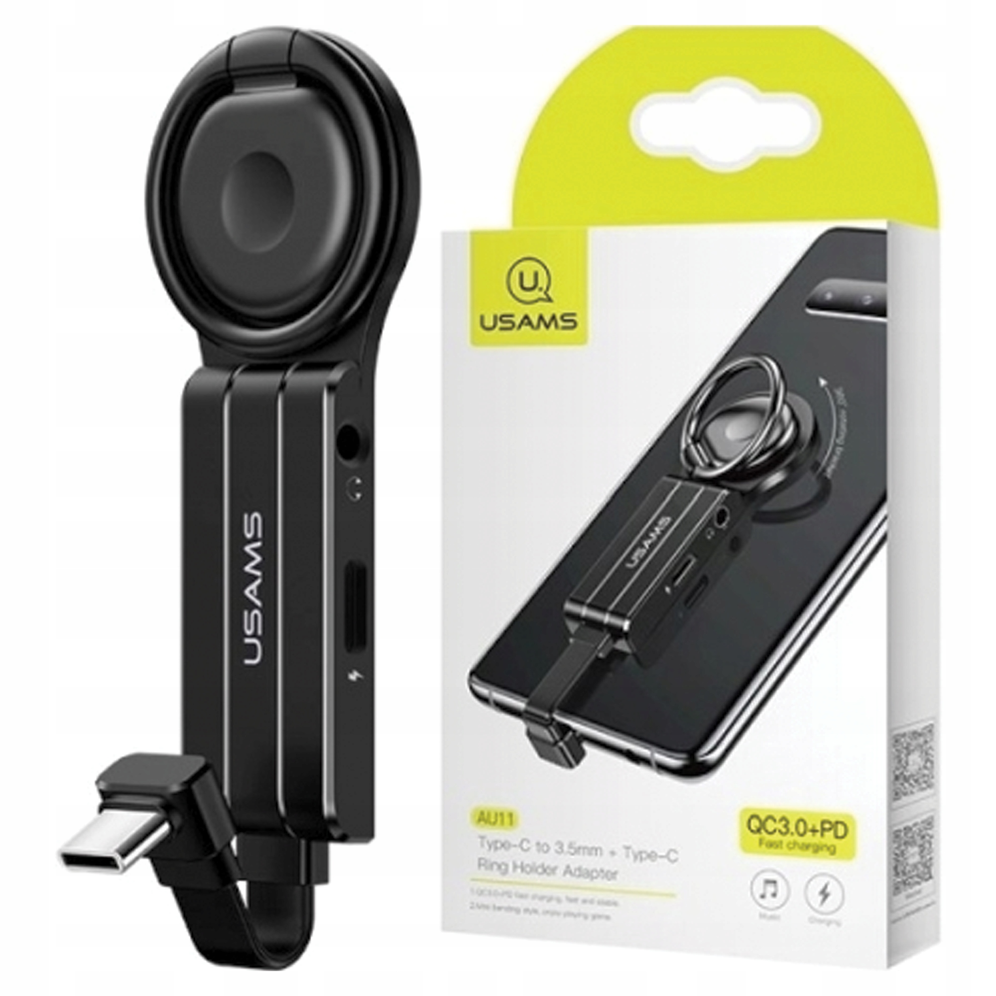 Usams Adapter 2W1 Usb-c 3,5MM Usb-c Do Telefonów Do Tabletów Samsung