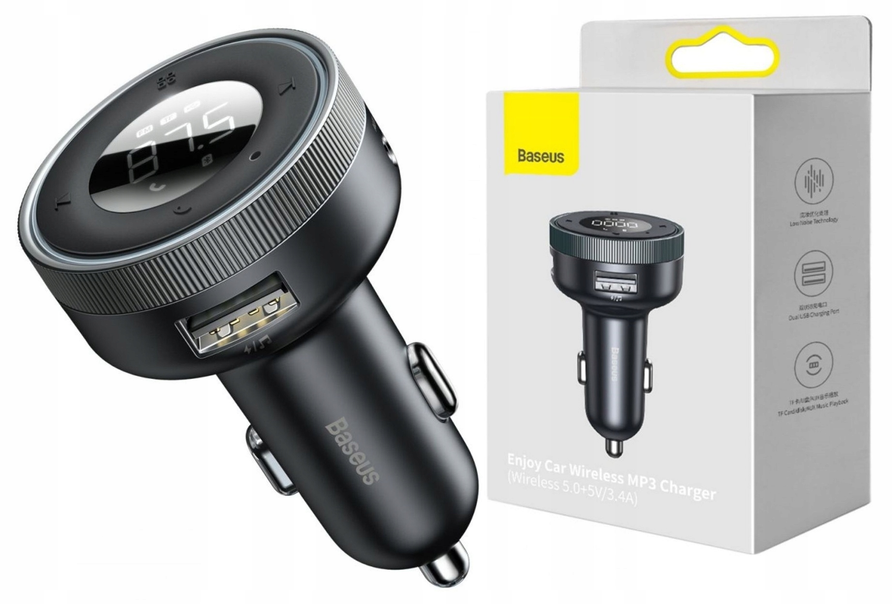 

Baseus Ładowarka Transmiter Fm Bluetooth 5.0 QC3