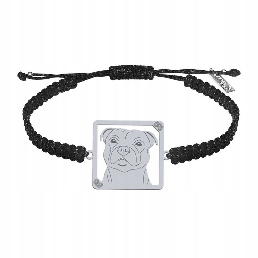 Stříbrný náramek ze stafordšírského bulteriéra 925 Dárek Makramé Gravírování