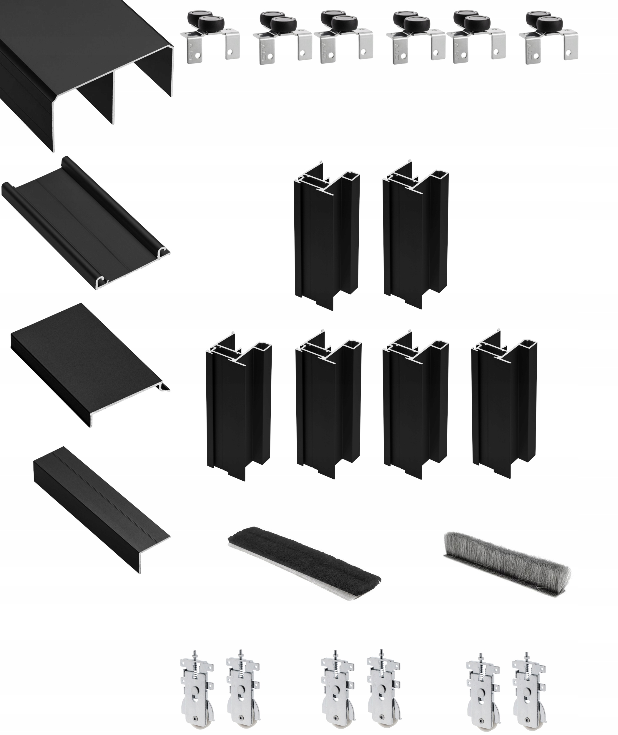 Zestaw okuć drzwi przesuwnych Nero 2,0m/3D Czarny