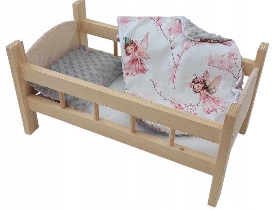 ŁÓŻECZKO DLA LALEK NATURALNE DREWNIANE+ POŚCIEL. ŁÓŻECZKO DUŻE