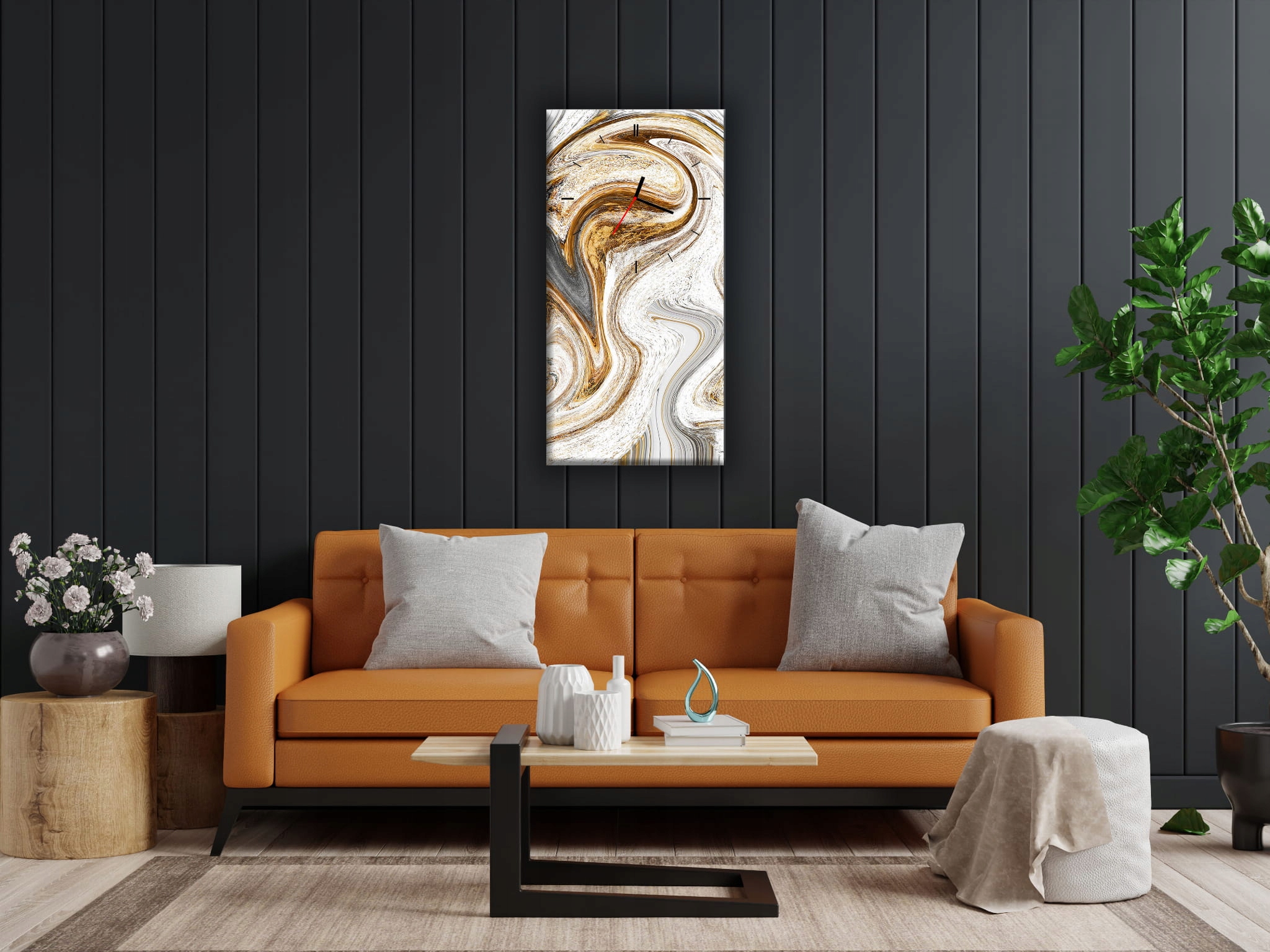 ZEGAR SZKLANY PROSTOKĄTNY - Złota farba Marka inna