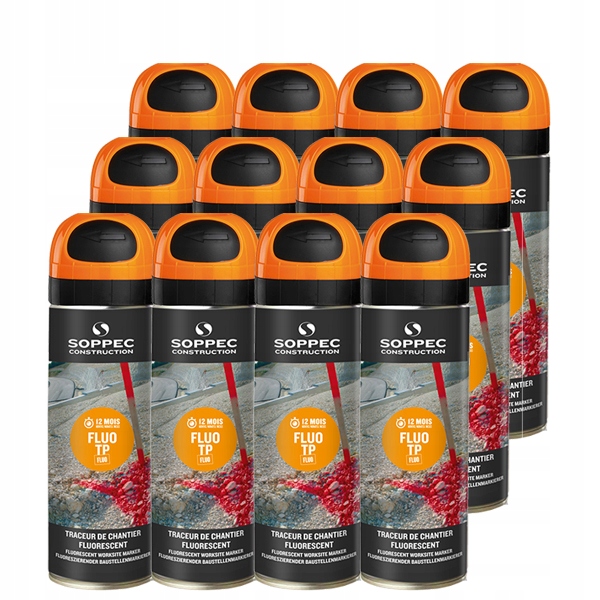 FARBA GEODEZYJNA SPRAY SOPPEC FLUO 12szt x 500ml