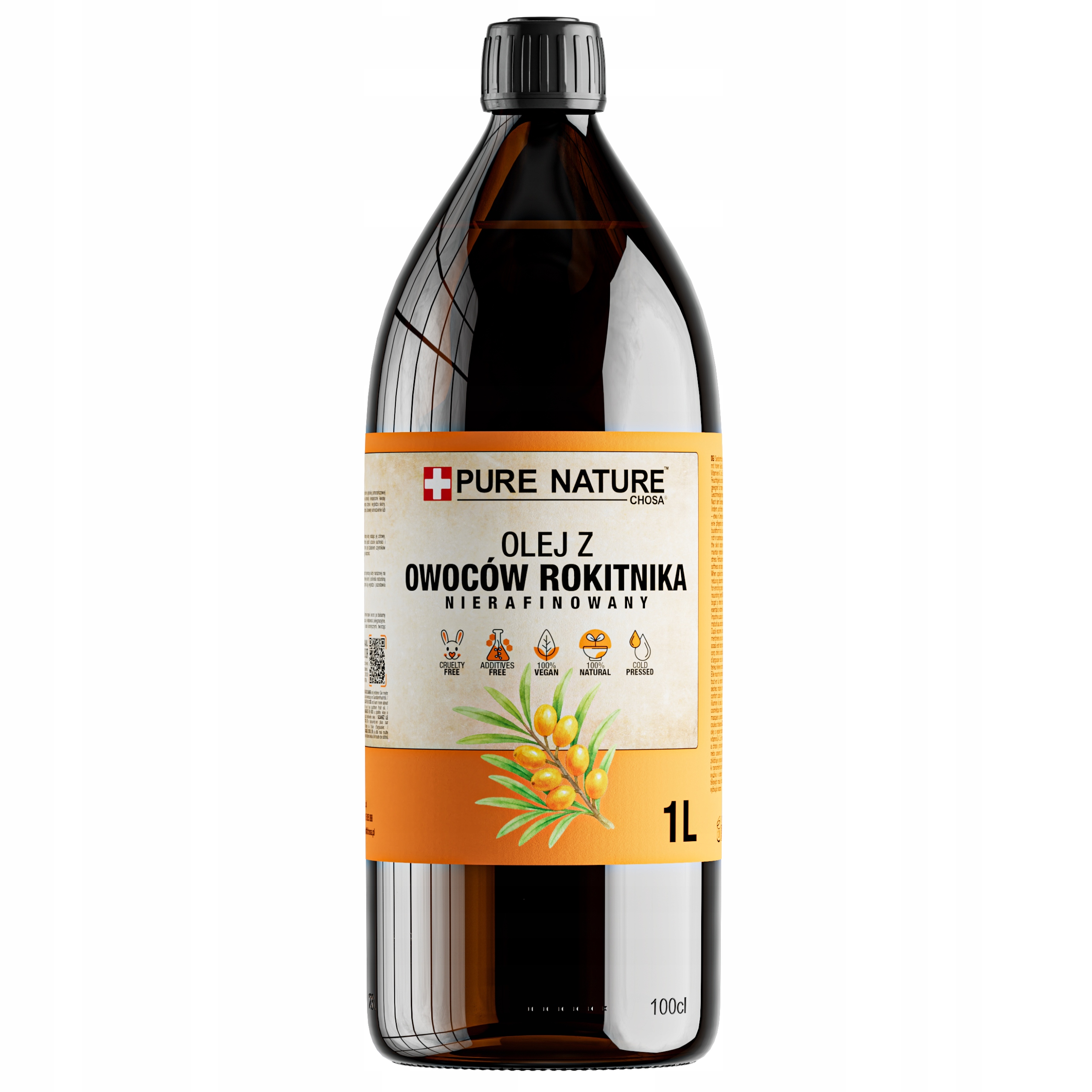 Rakytníkový Olej Lisovaný Za Studena Nerafinované Vlasy Tělo 1000 ml 1 L