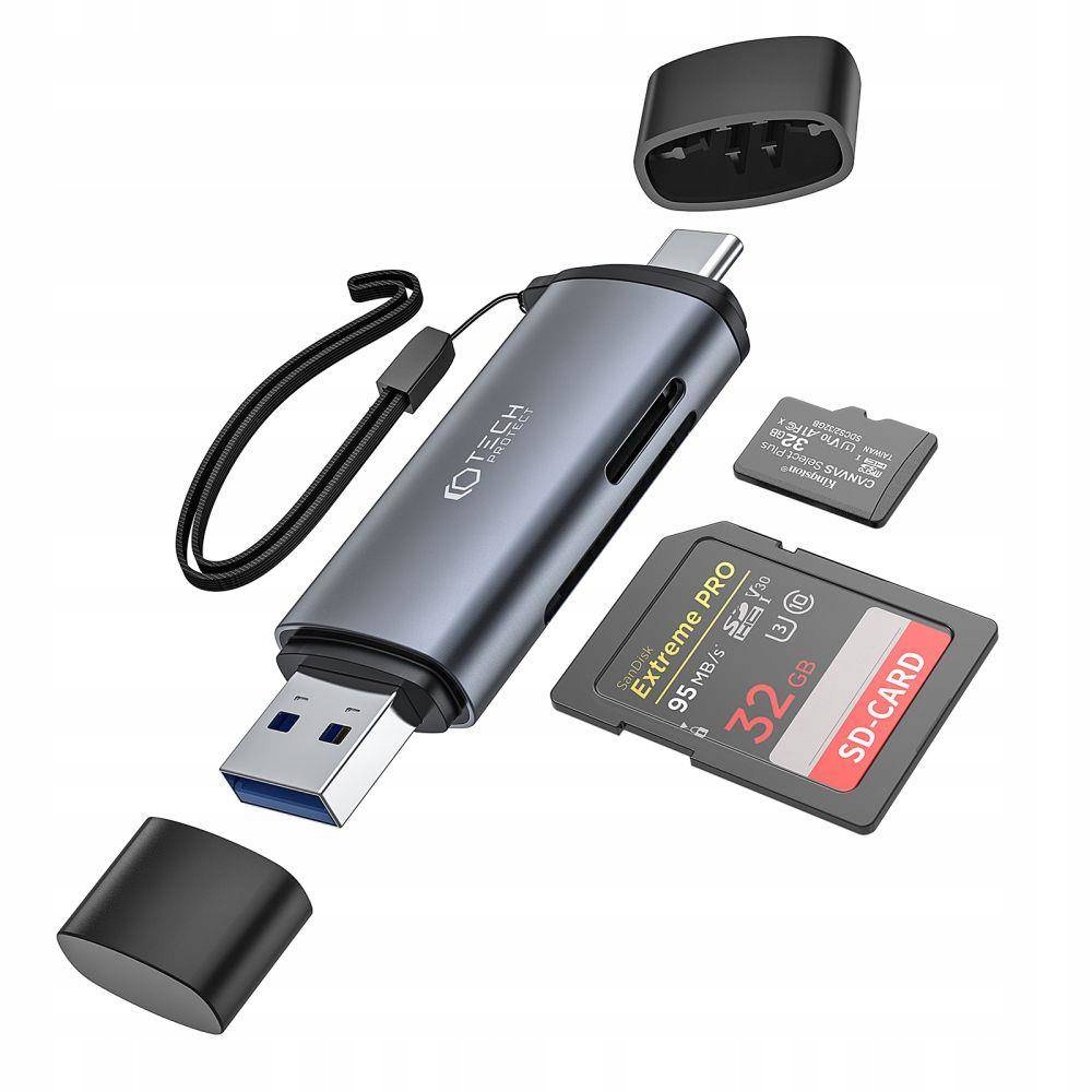 Adapter USB + USB-C Czytnik Kard SD + microSD