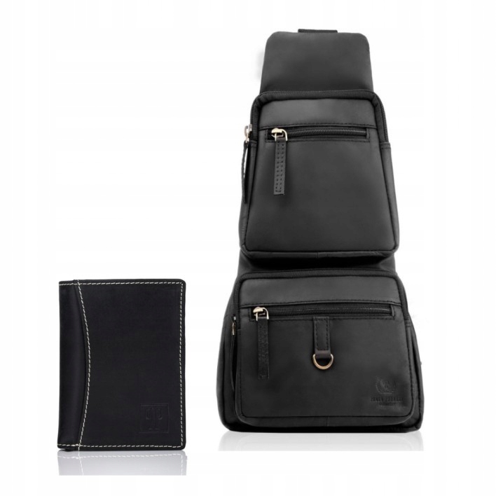 Dárková Sada Pánská Kožená Peněženka a Pánský Batoh Přes Rameno
