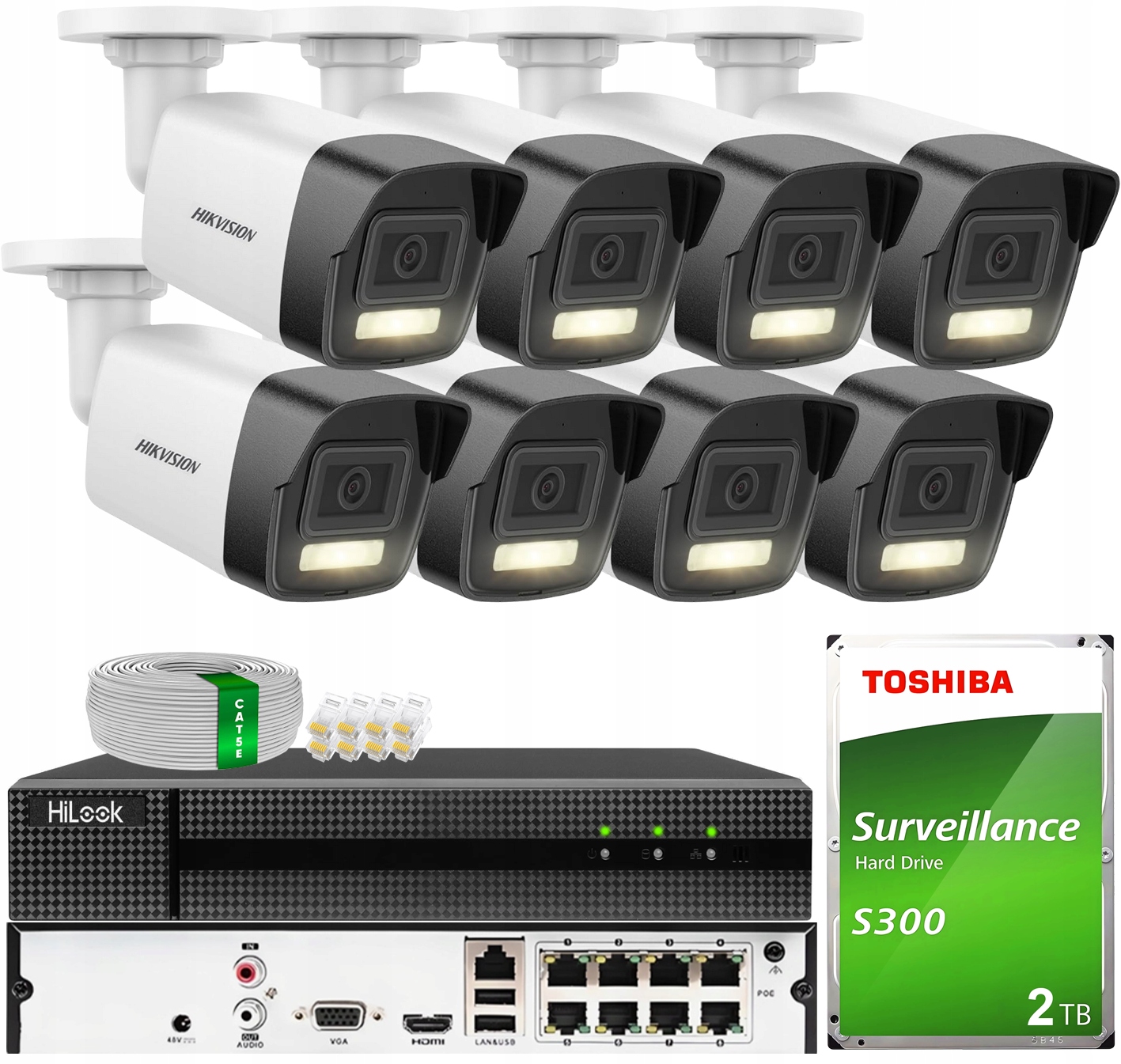 Sada na monitorovanie Ip 8 kamier 6MPX DS-2CD1061G2-LIU Hikvision Disk 2TB