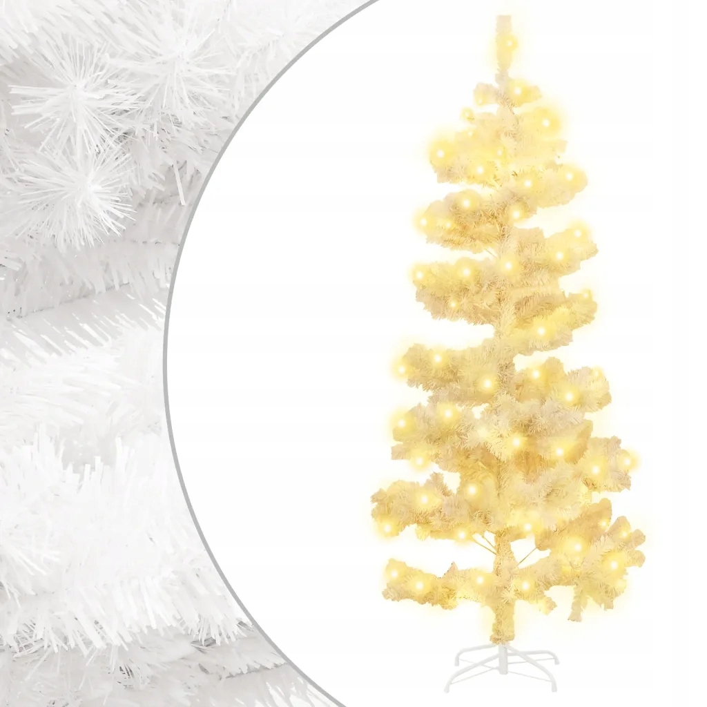 Spirálový vánoční stromek s Led a stojanem bílý 180 cm Pvc Bílá 344654