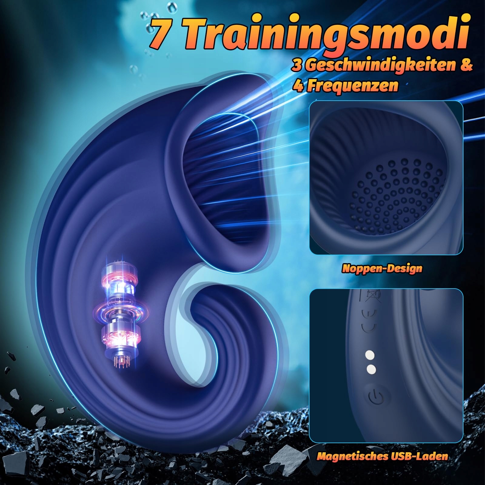 SILICONE Masturbator Dla Mężczyzn Stymulator Erekcji 10 Trybów Wibracji — miniatura 2