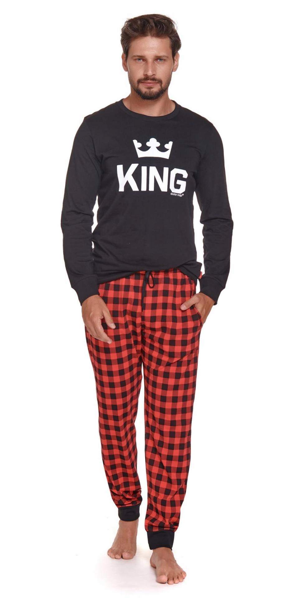 Piżama męska 9761 KING bawełniana XXL czarny Rozmiar XXL