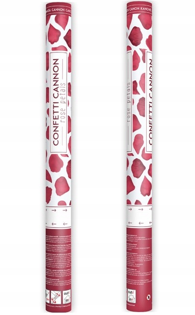 TUBA STRZELAJĄCA KONFETTI BORDOWE PŁATKI RÓŻ NA URODZINY ŚLUB WESELE 60 CM Kolor czerwony