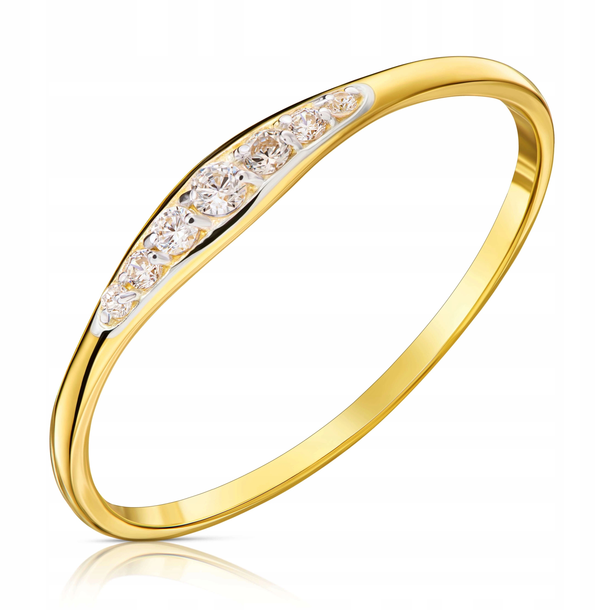 Prstýnek Prsten 585, Tenký, Něžný, Se Zirkony, Minimalistický, Vel. 18