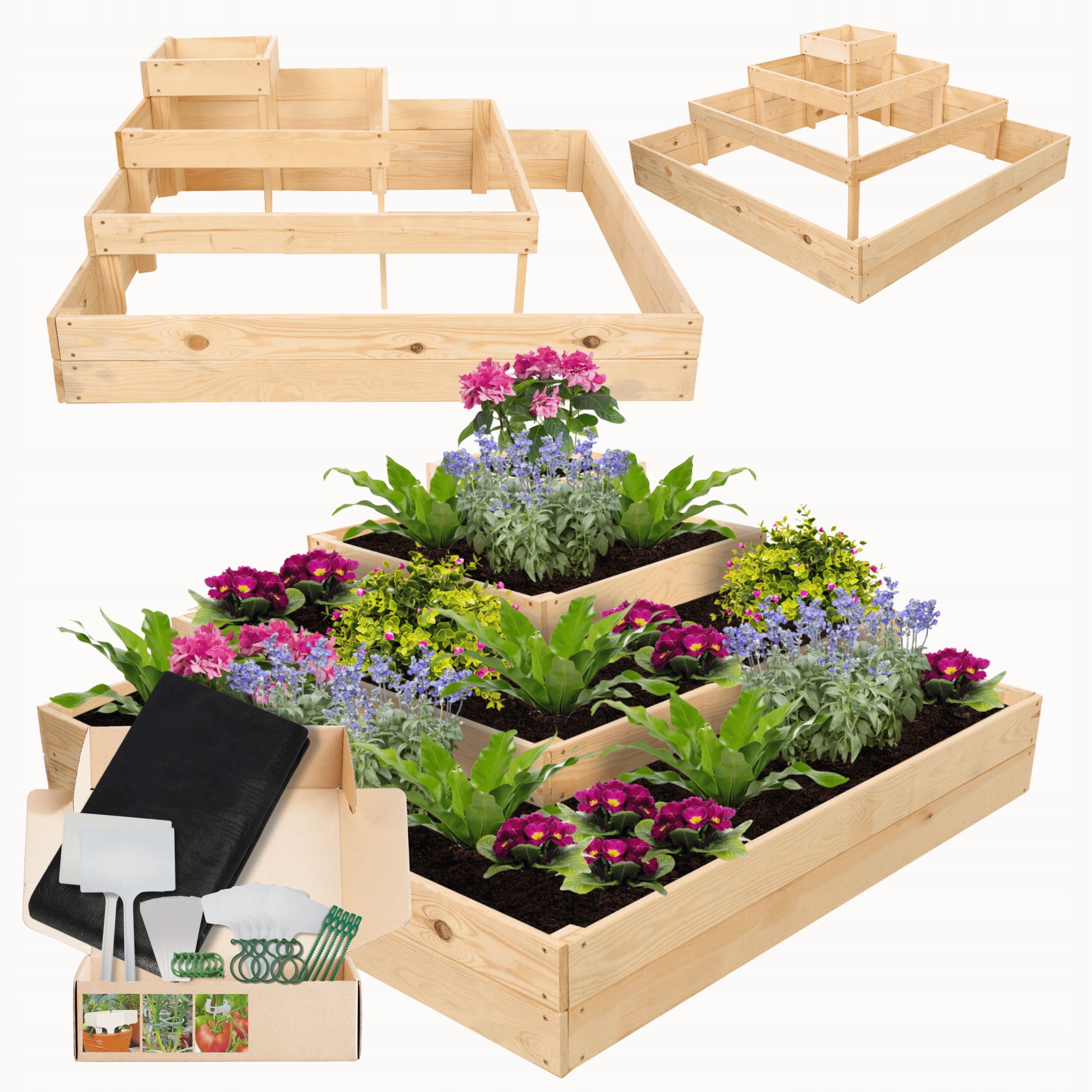 Zeleninový Záhon rohový kvetináč kaskádový poschodový impregnát 45x120x120