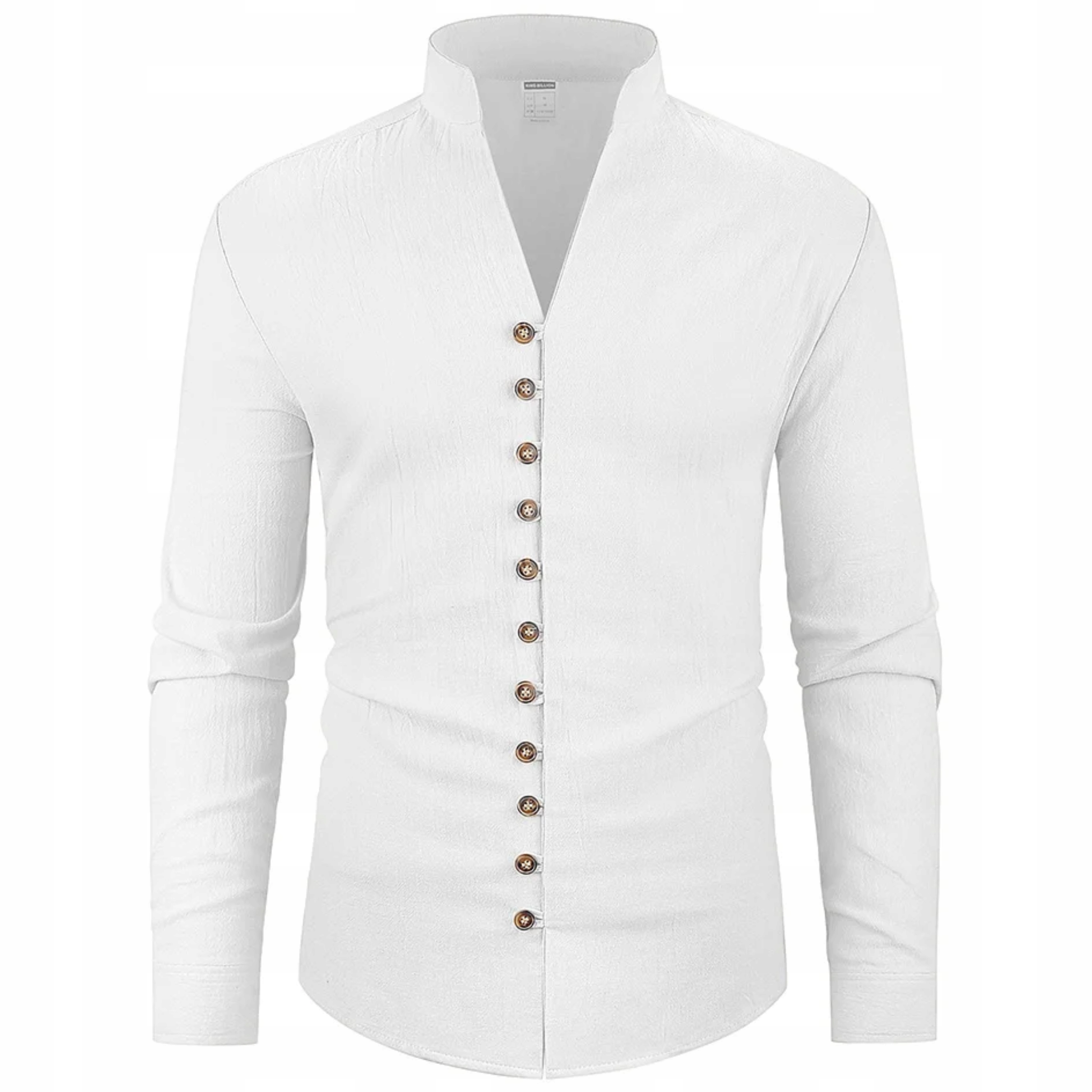 Bawełniana męska koszula casual z ozdobnymi guzikami i stójką