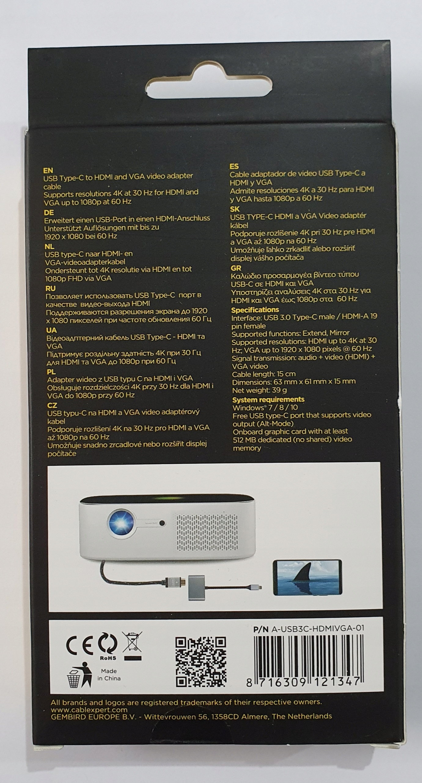 GEMBIRD Adapter TYP-C USB-C na HDMI 4K i VGA Marka Gembird