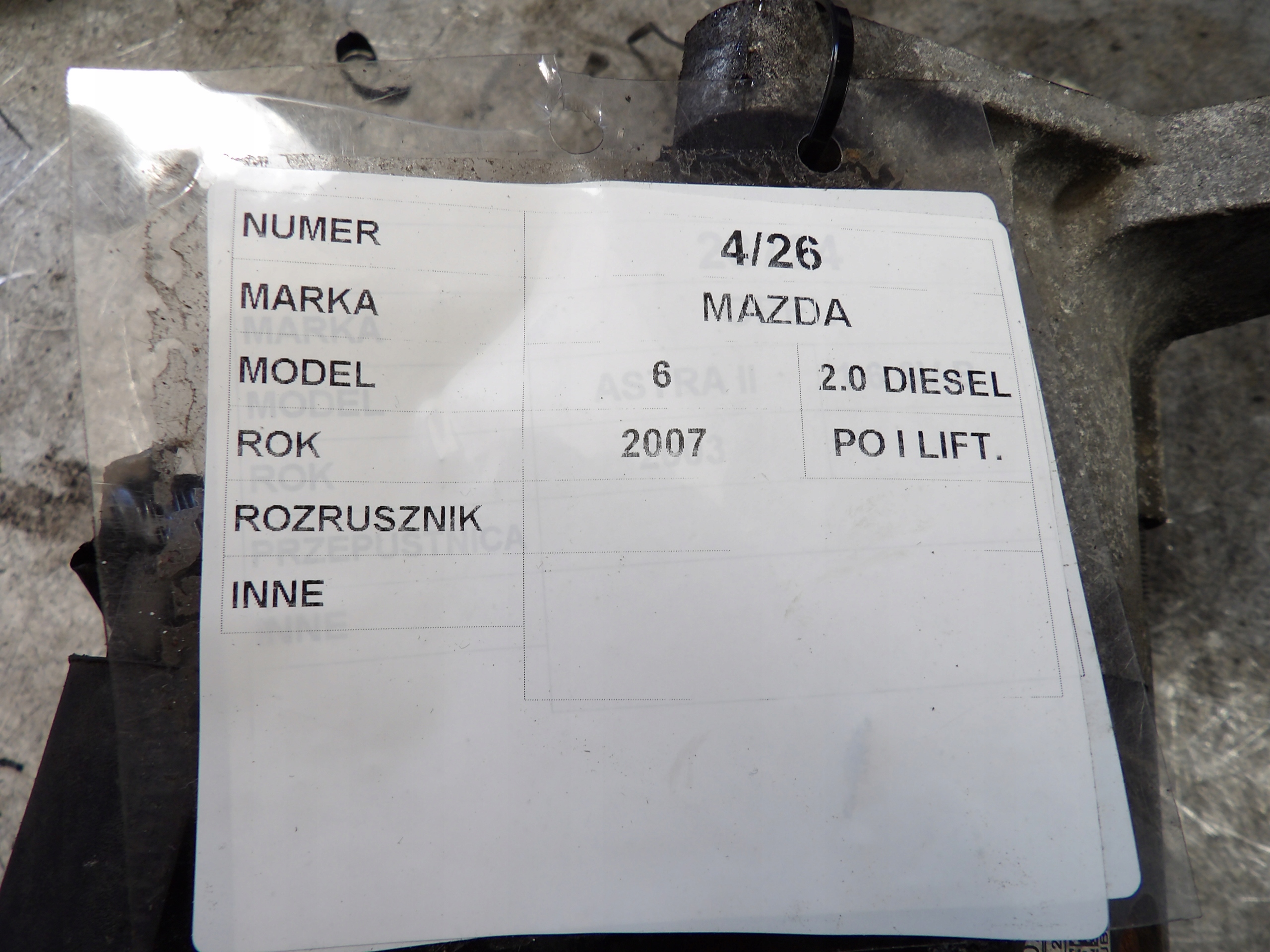 Mazda 6 and starter 2,0D M002T88671