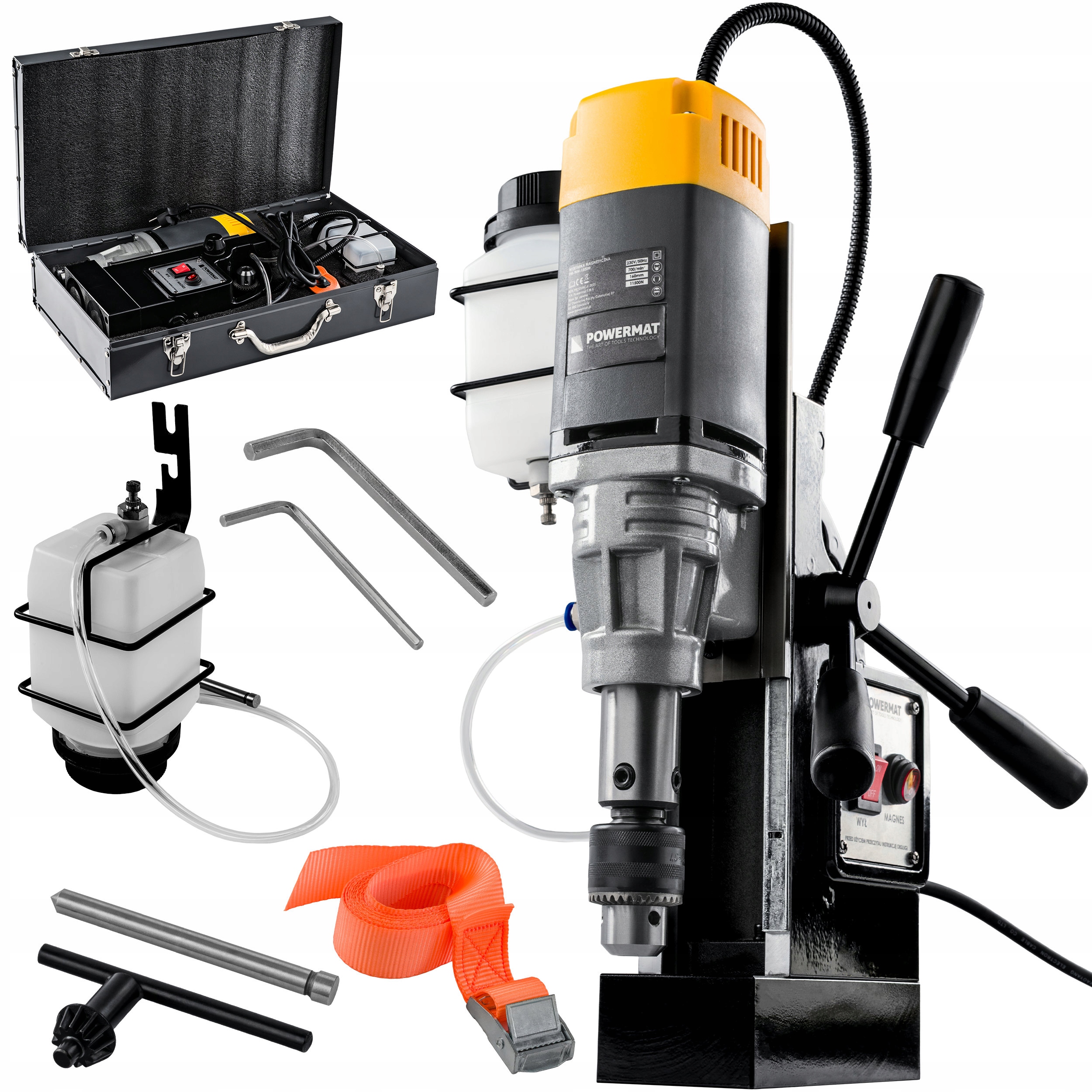 Wiertarka Magnetyczna 11500N Do Metalu Stali 1500W Skok 160MM Weldon 19MM