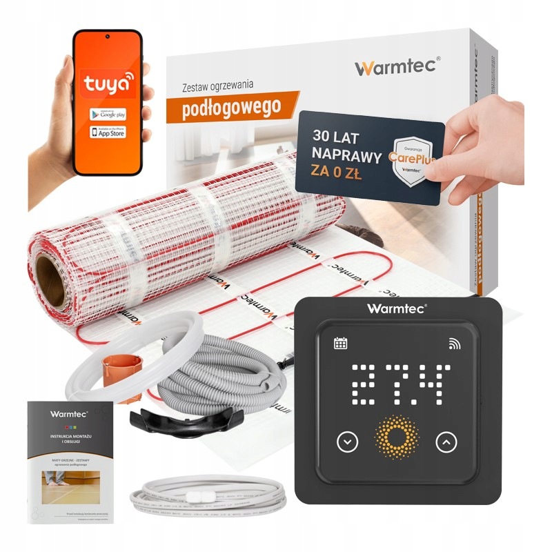 Mata grzejna grzewcza pod płytki zestaw 12m² 170W/m2 Warmtec DS2-120/FTS-CC
