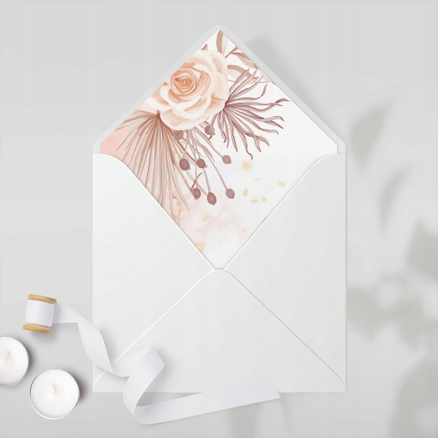 Zaproszenie Chrzest Personalizowane + zdjęcie BOHO Kształt kwadratowy