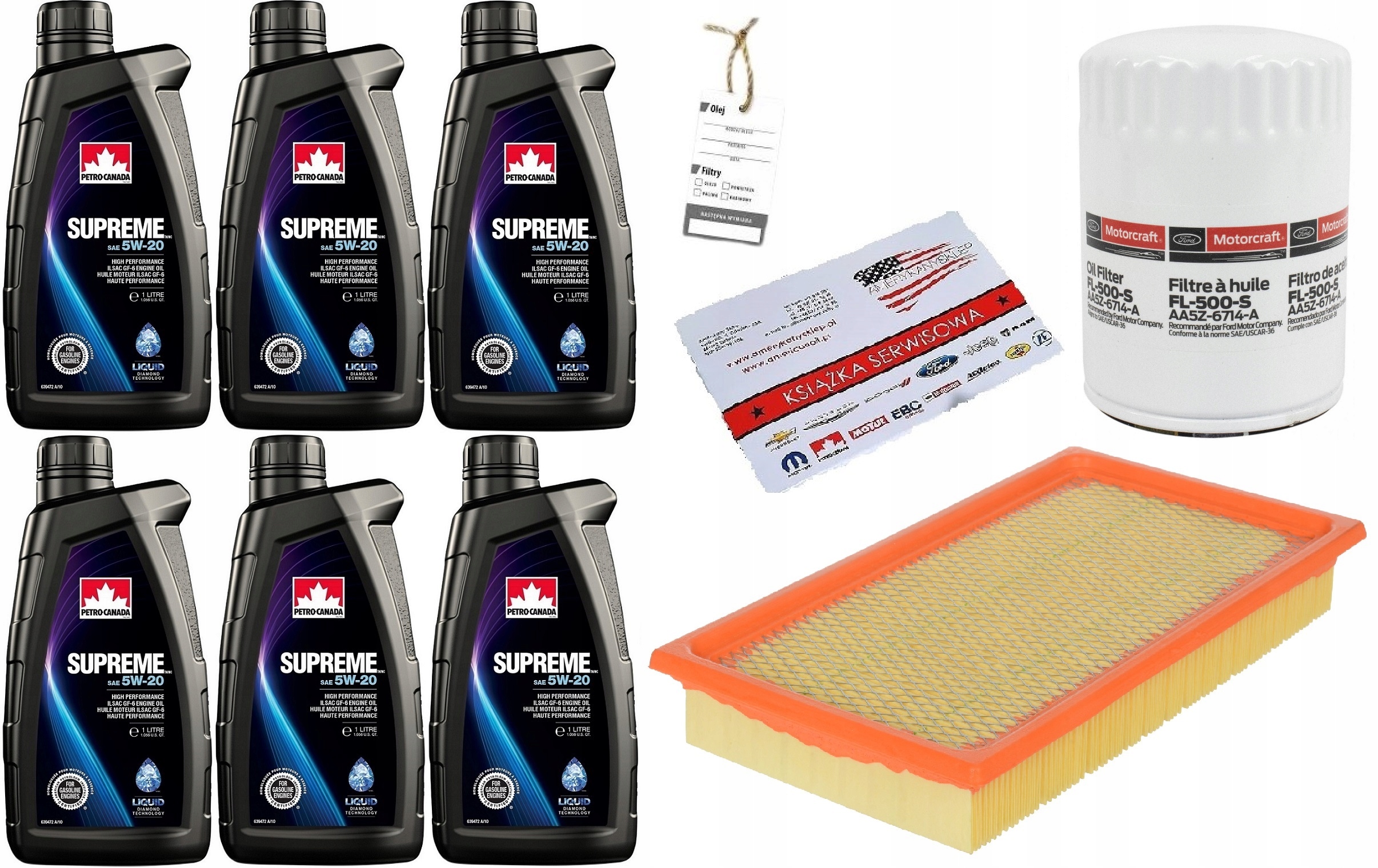 PETRO-CANADA 5W-20 6L + FILTRY FORD EDGE 3,7 11-14