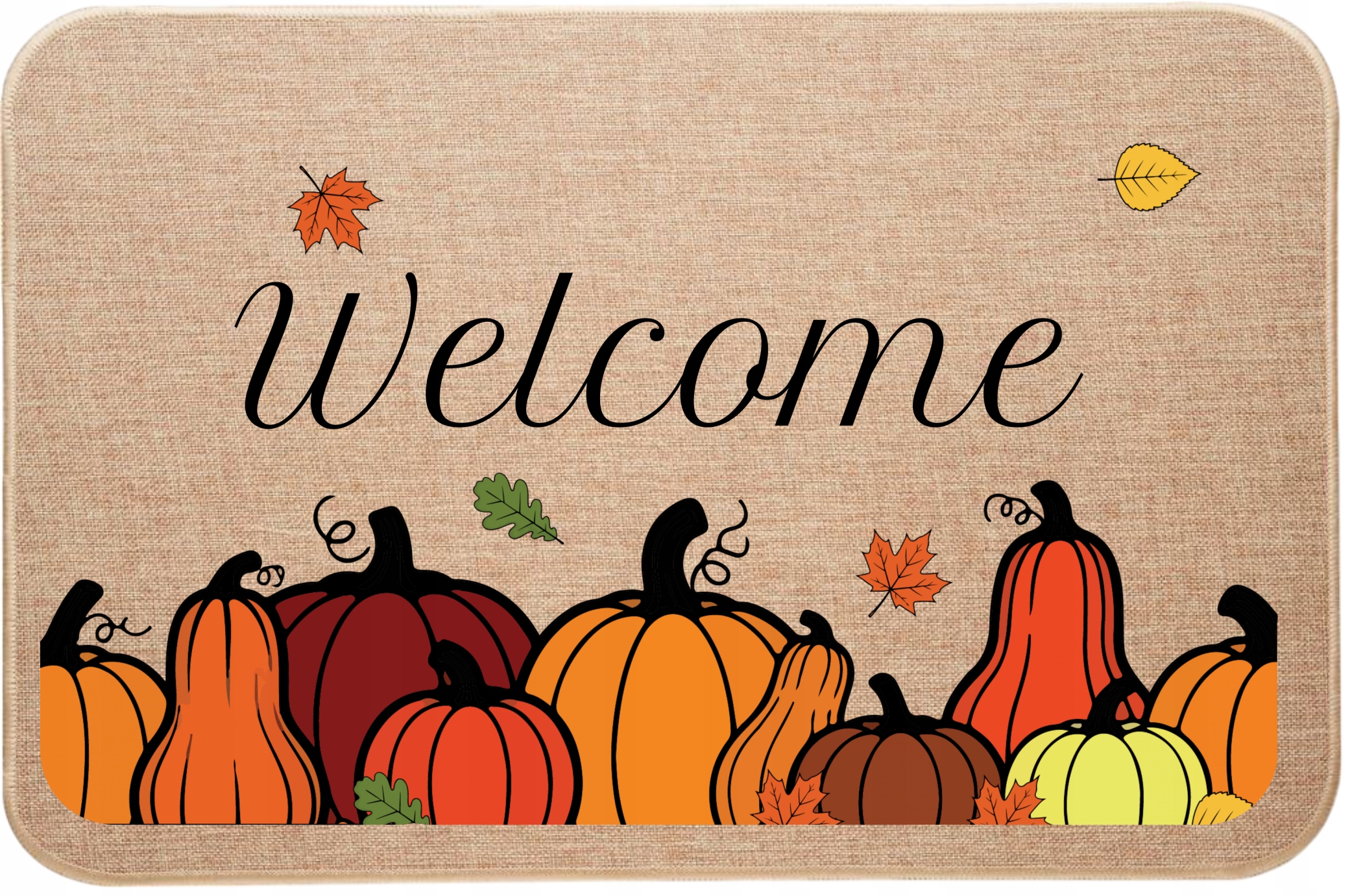 Lněná rohožka pod dveře podzimní vibe Halloween Dýně Pumpkin