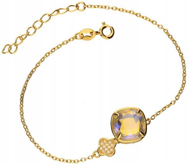 Stříbrný pozlacená náramek 925 s zirkony 2,95 g s módními přívěsky