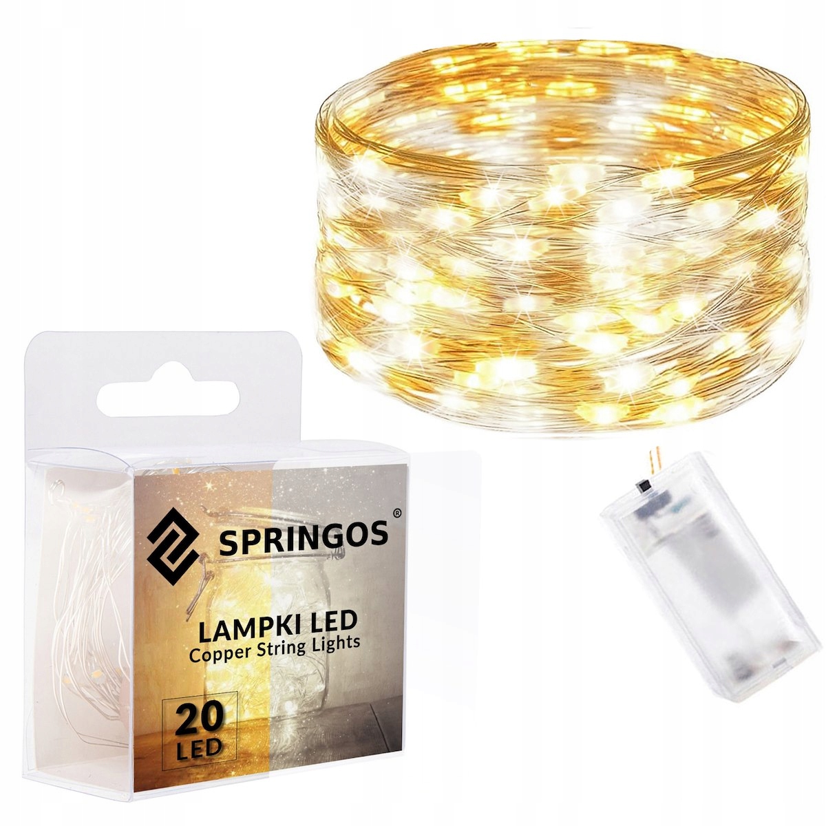 LAMPKI 20 LED DRUCIKI OŚWIETLENIE CHOINKOWE CIEPŁE ZIMNE NA BATERIE MIKRO