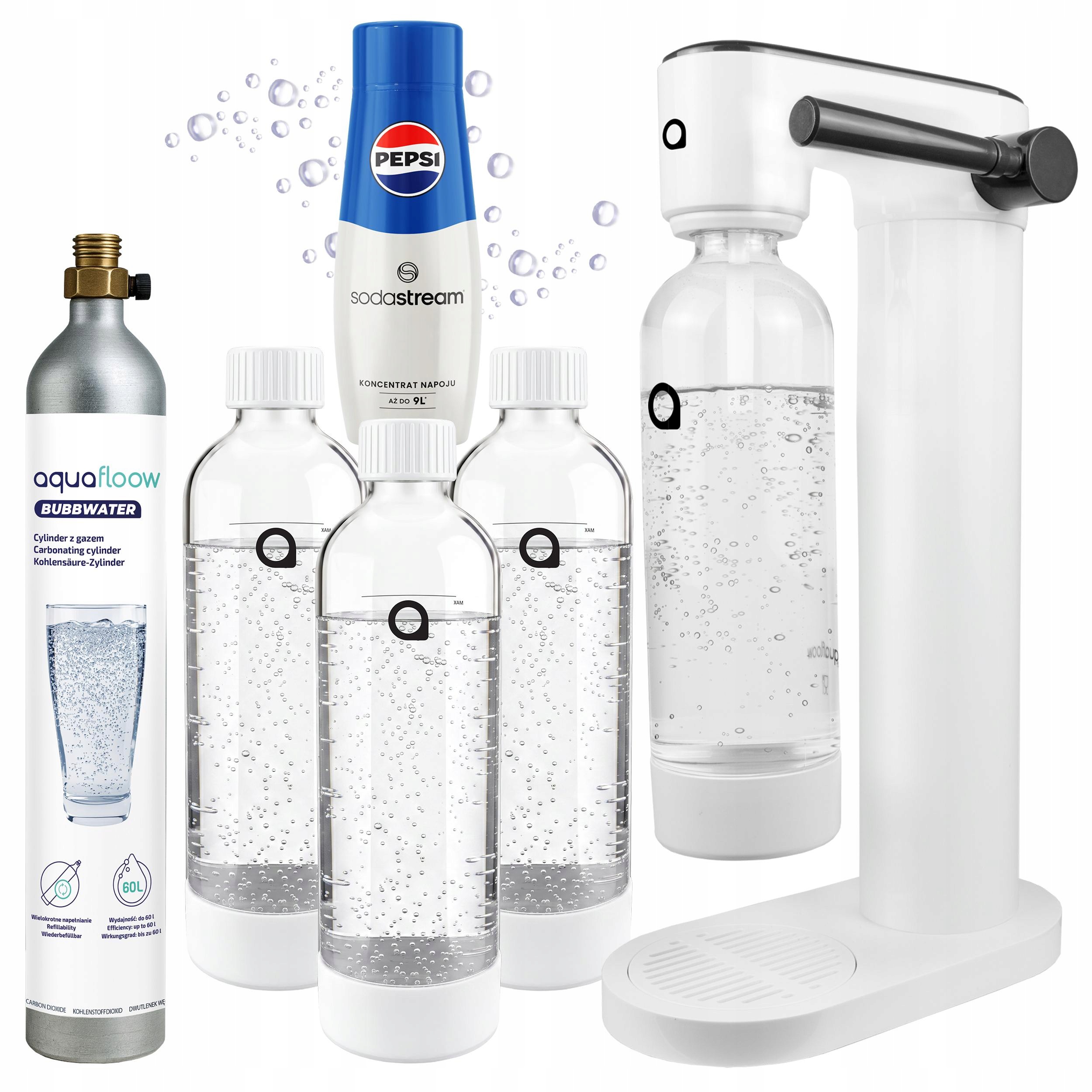 Výrobník Sody Aquafloow CO2 Láhev 3X Láhev Na Vodu Pepsi
