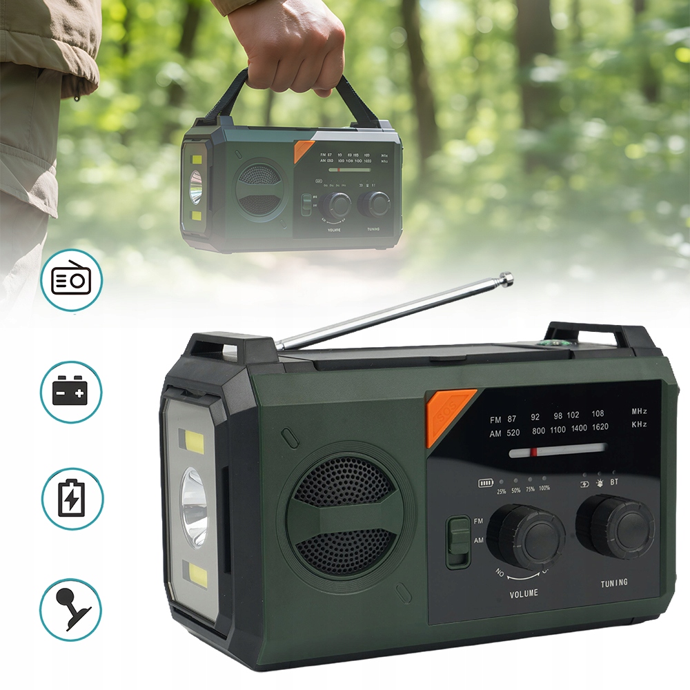 Bluetooth Rádio 5.3 Powerbanka 20000MAH Černá Kemp Survival