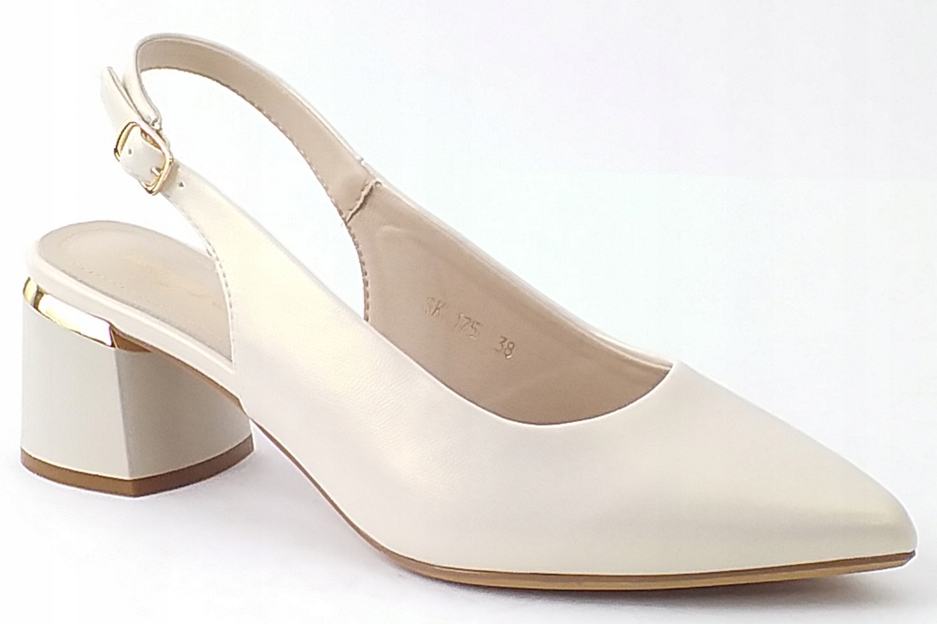 Sandały Sergio Leone SK175 Na Słupku Czółenka Damskie Perłowe Beżowe 39