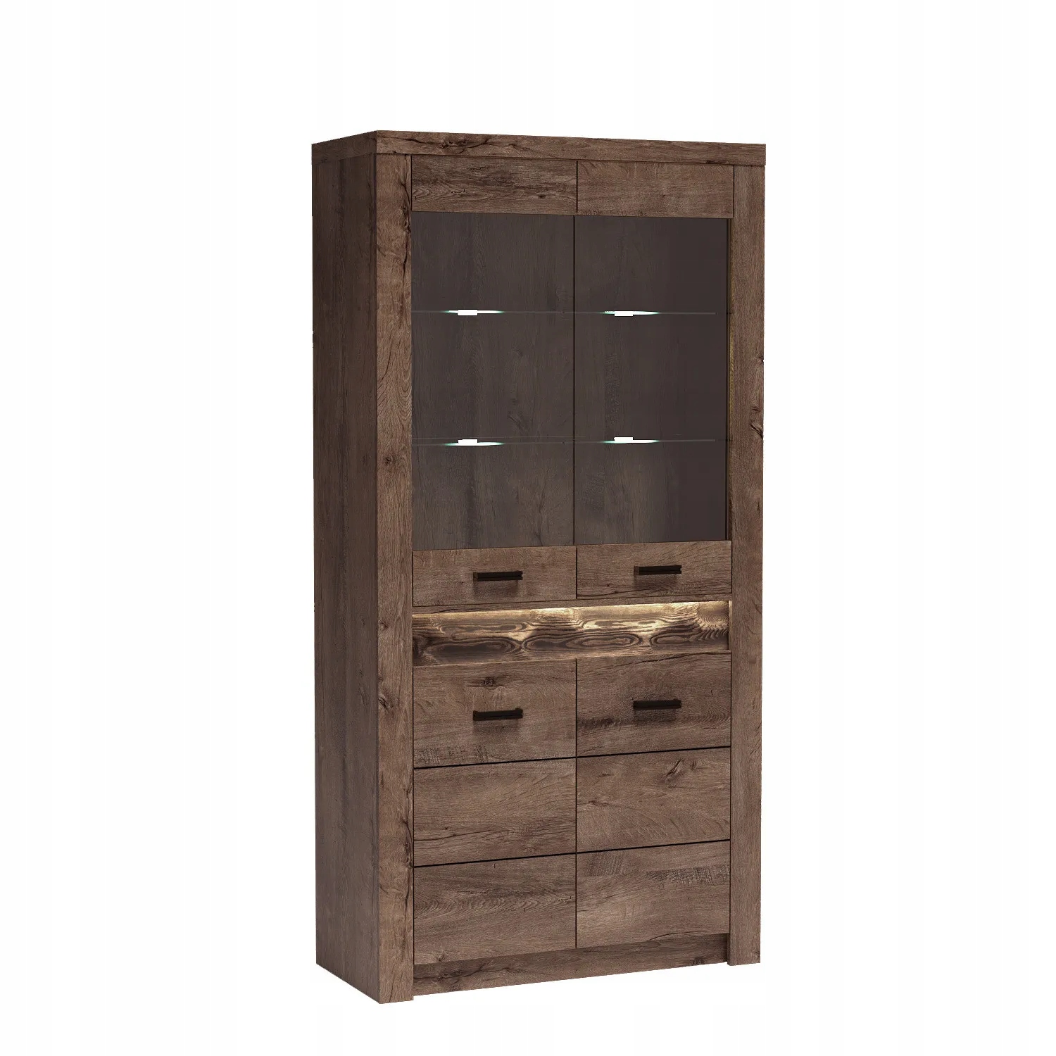 Witryna z oświetleniem LED z szufladami duża INDIANAPOLIS jesion ciemny EAN (GTIN) 5905601104742