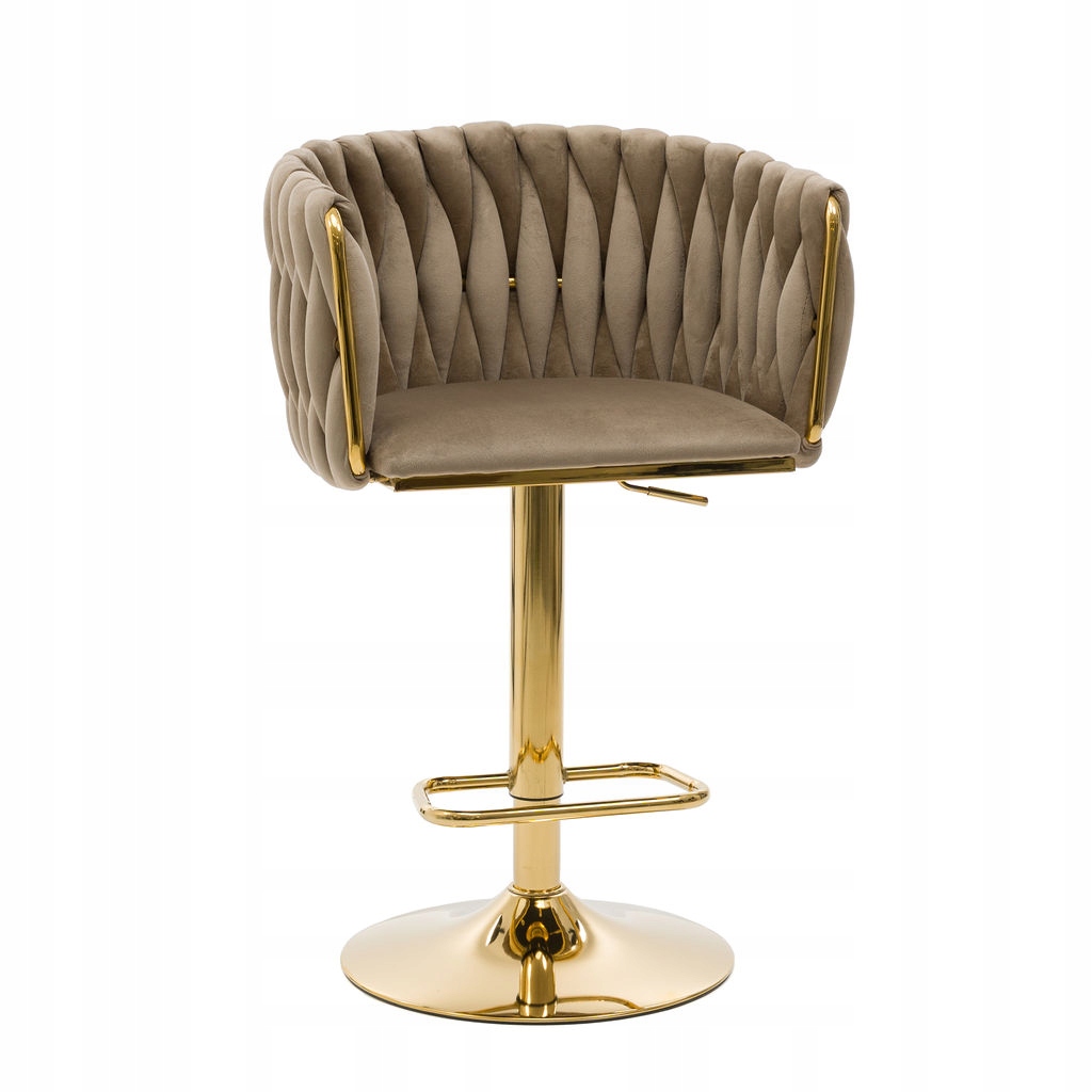 Barová Židle Barová Židle Do Kuchyně S Pleteným Opěradlem Rosa Gold Coffee Nohy Zlaté