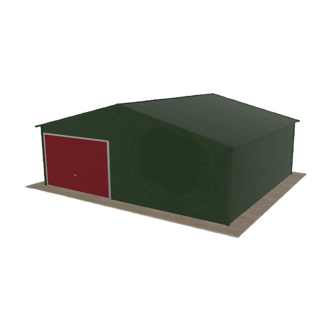 Plechová garáž 7x6 m, jednopolohová, dvouspádová, zelená