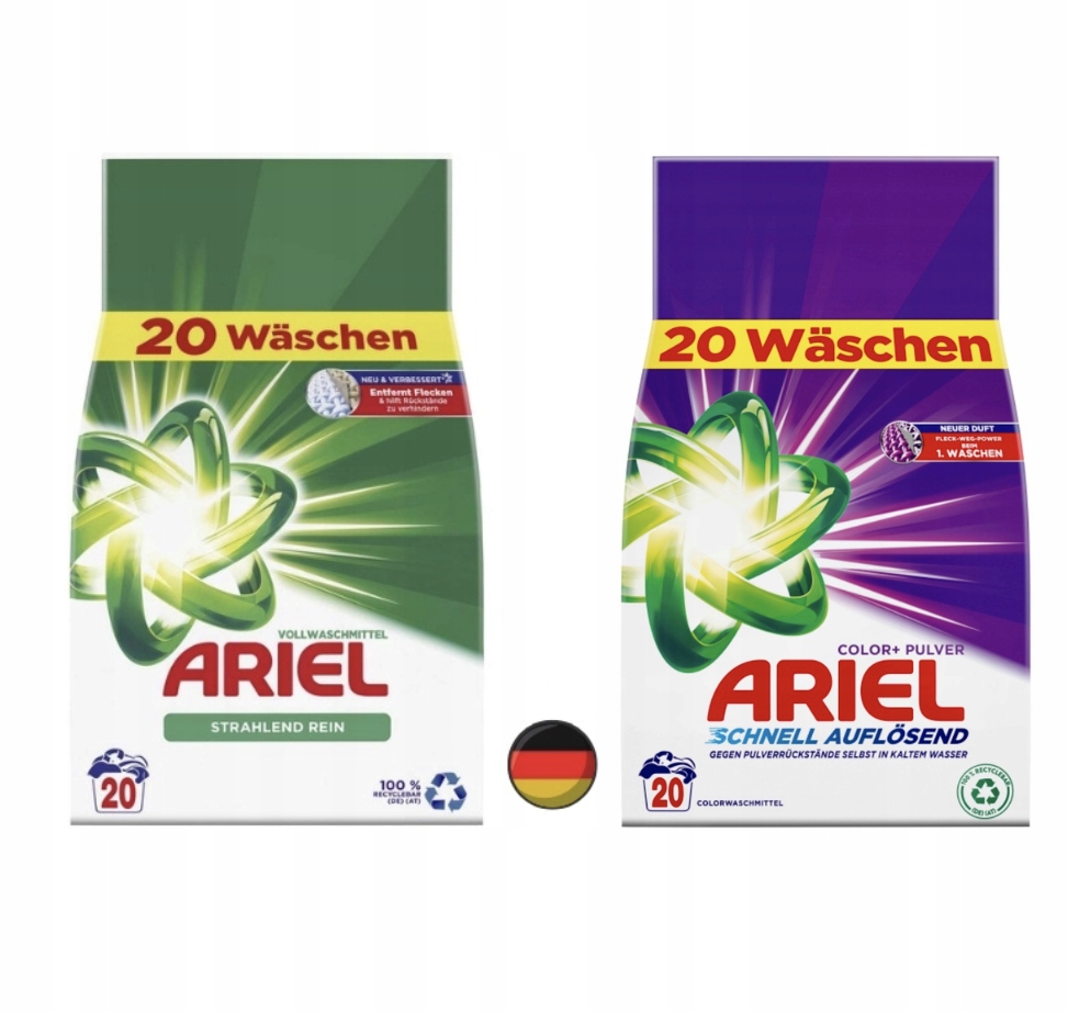 Levně Ariel prášek universal & bílá 20 praní +20 Barva z Německa