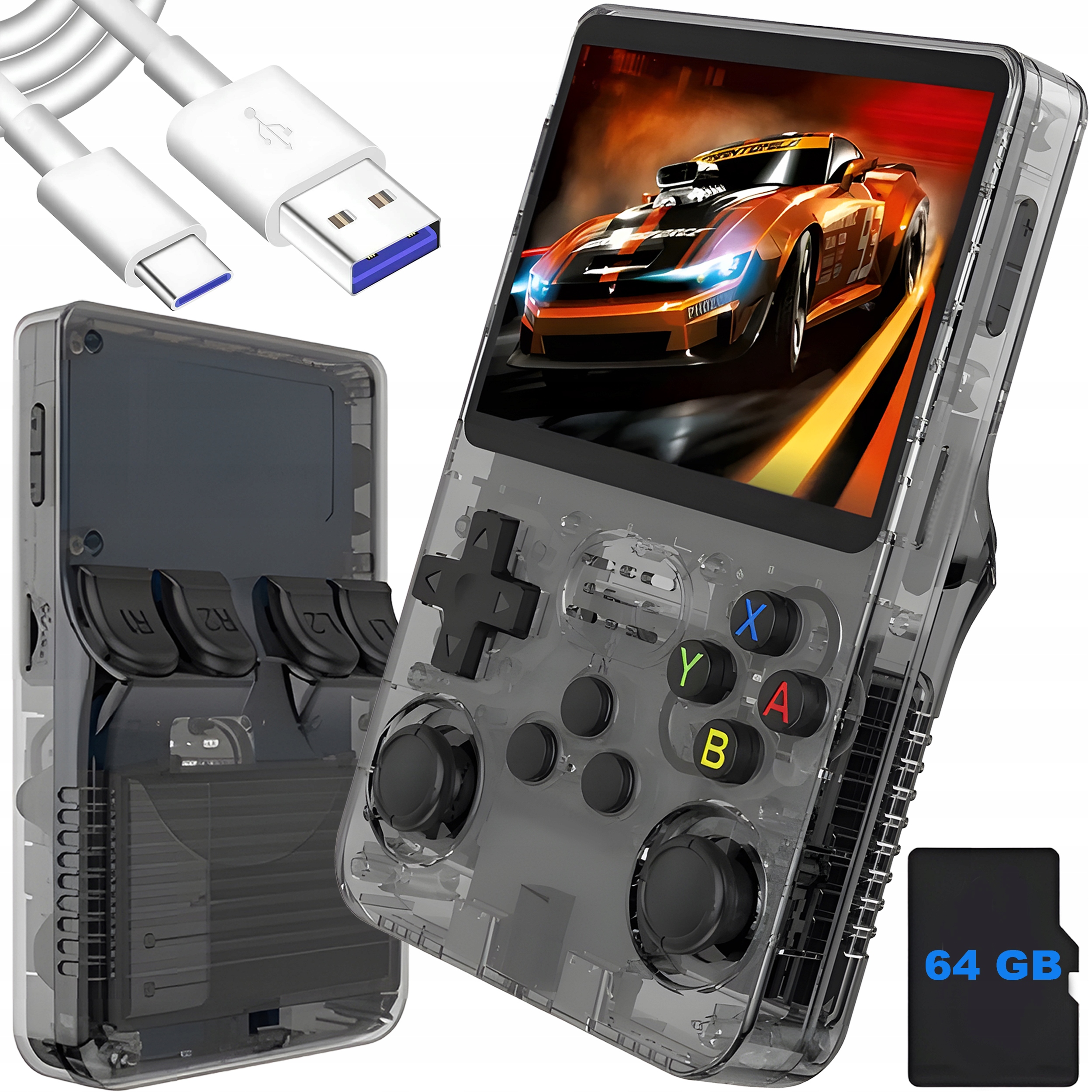 Przenośna Konsola R36S Do Gier Retro 15000 Gier Linux 64GB Oryginalna Pl