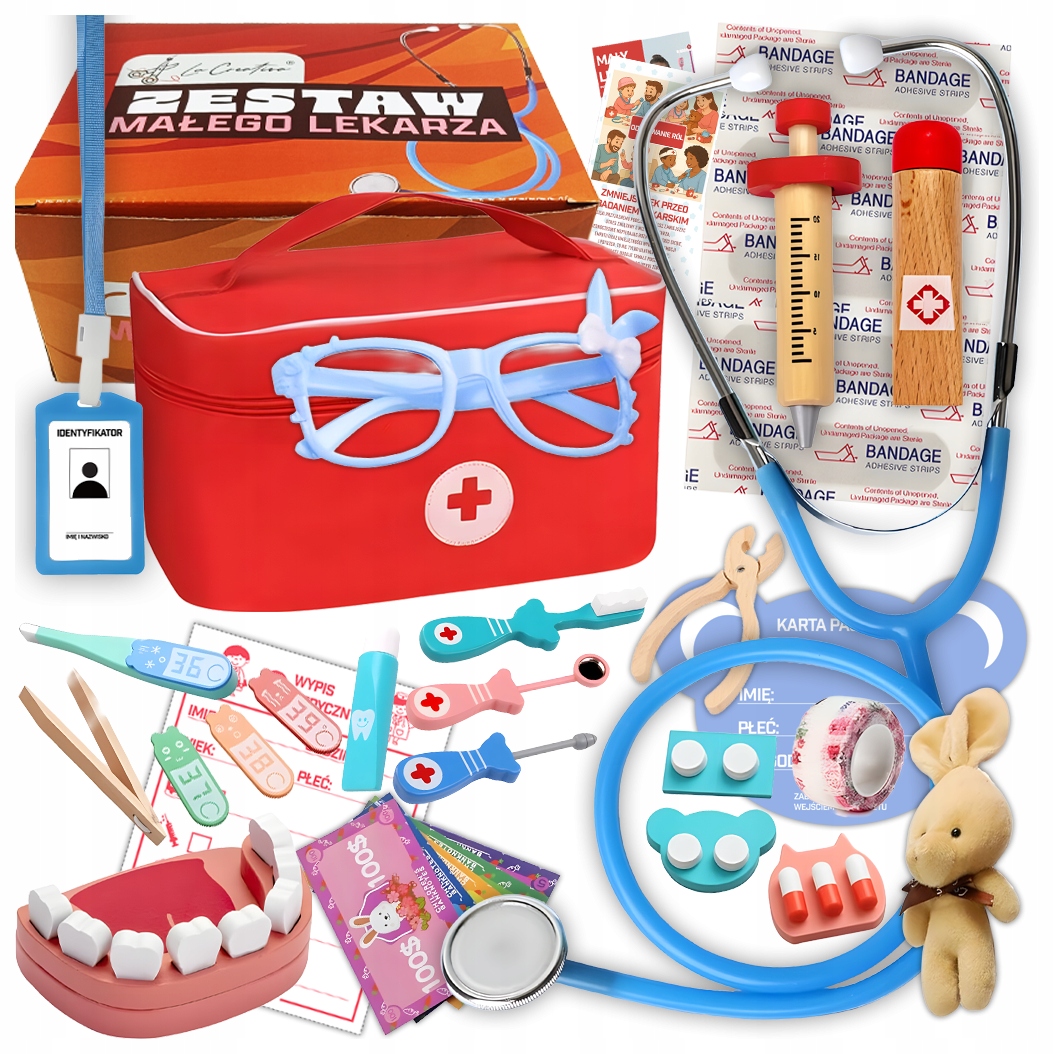 Zestaw Małego Lekarza Mały Doktor Drewniany Dentysty W Walizce Zabawki Hq