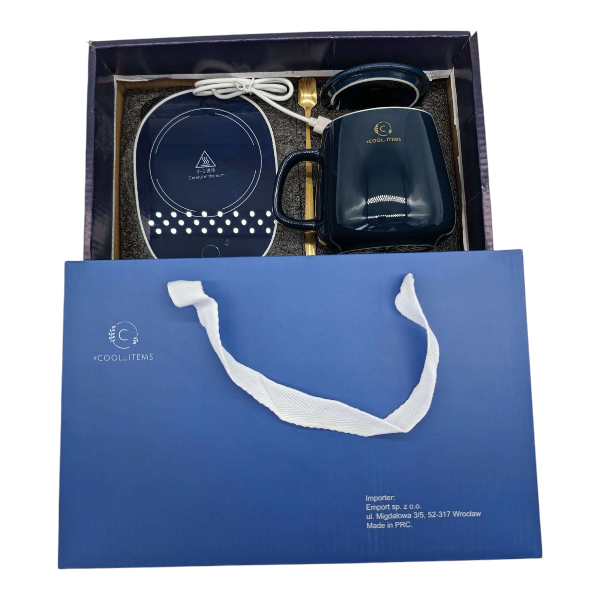 Šálek na čaj Ohřívač Usb Lžíce Kabel Set Dárek Na Valentýna