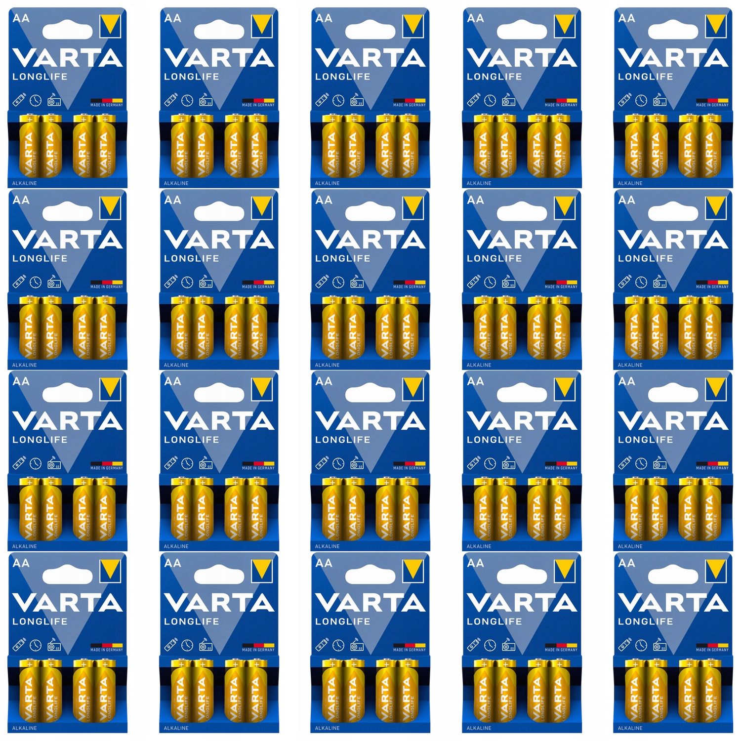 Varta LL Aa alkalická Tužkové Baterie LR06 pro dálkové ovládání hodinek, váha 4ks x20