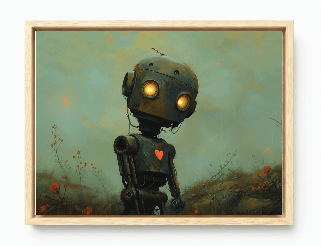 Obraz Rám American Box Robot Android Stroj Srdce Láska Pocit 80x60