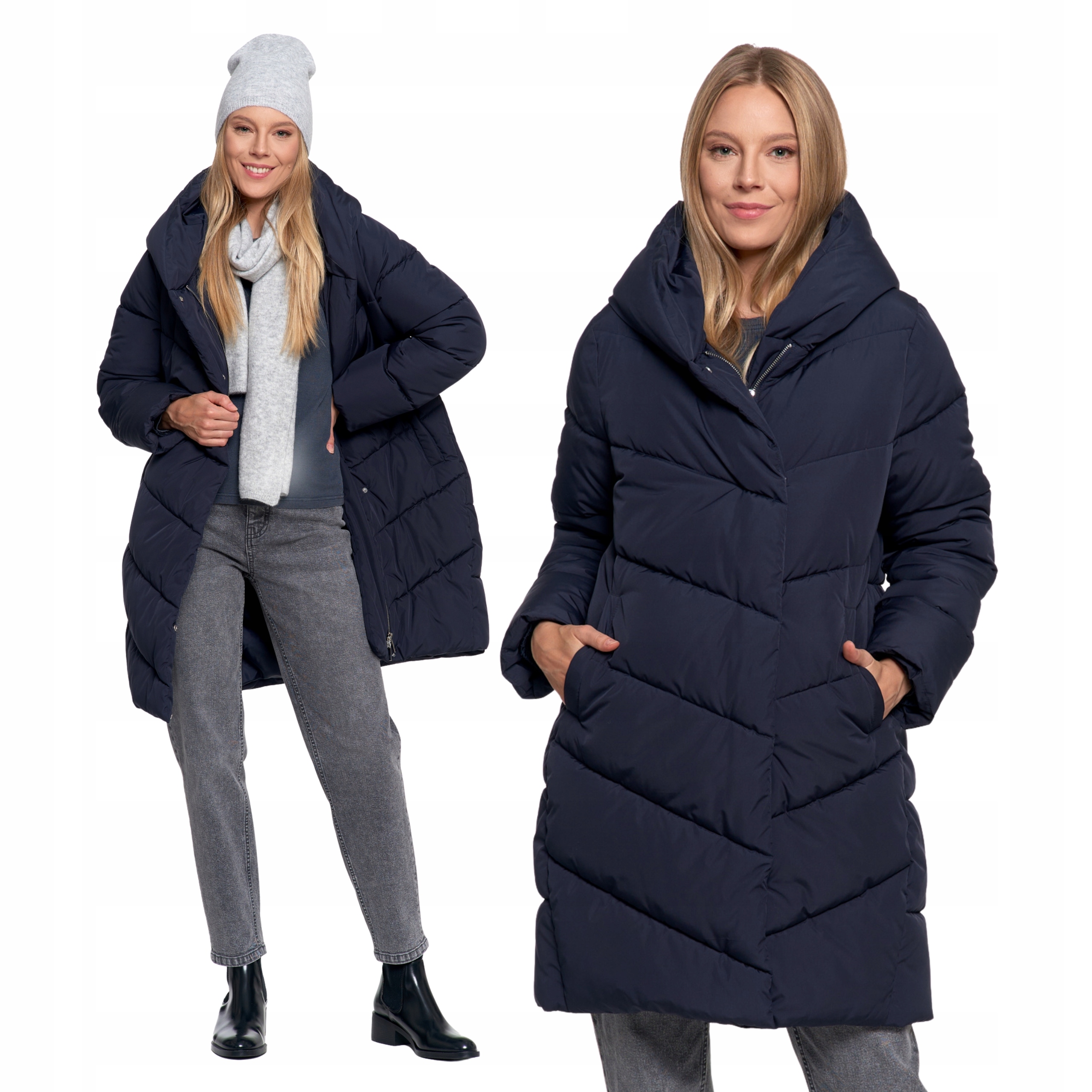 Dámská Dlouhá Bunda S Kapucí Prošívaná Na Podzim Hladká Moraj XXL