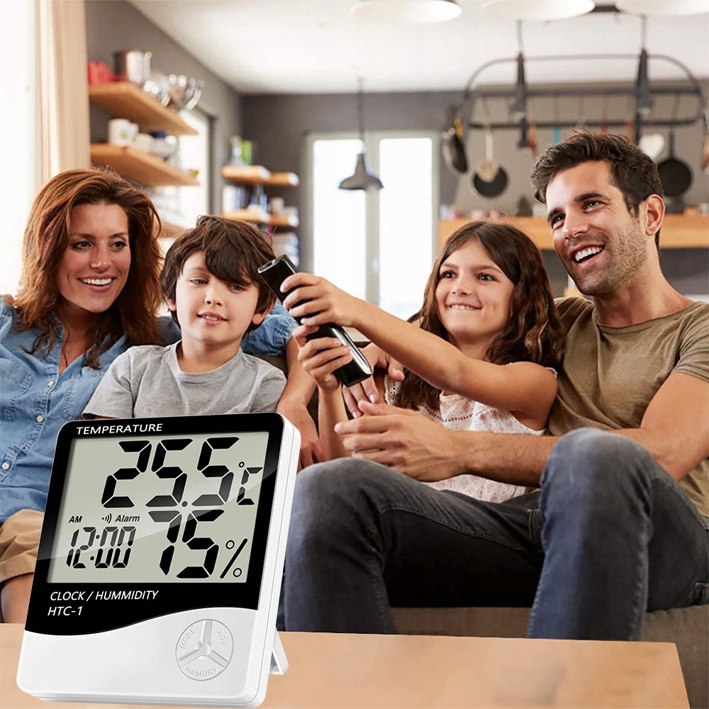 CYFROWY TERMOMETR HIGROMETR STACJA POGODY ZEGAR MIERNIK WILGOTNOŚCI Model 01867